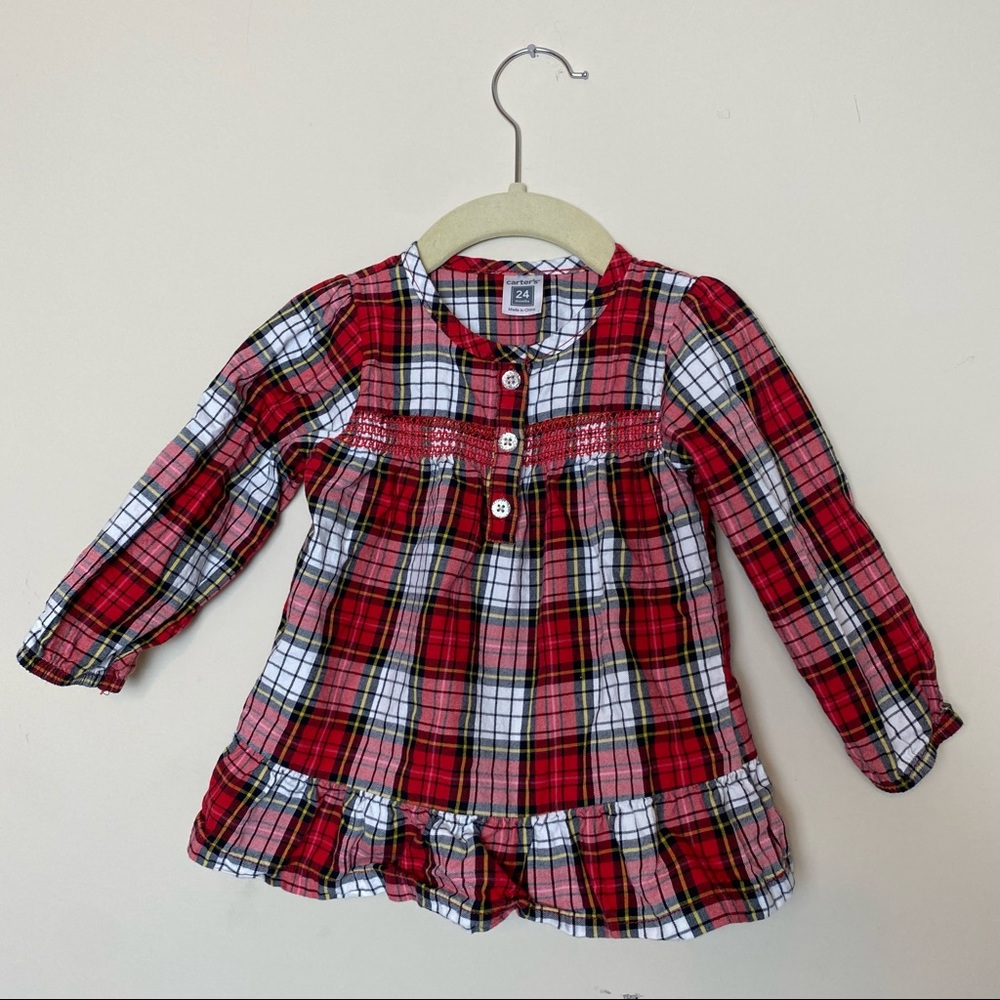 Carter's red plaid tunic top 24M
